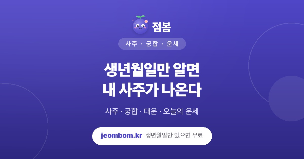 점봄 — 생년월일만 알면 내 사주가 나온다